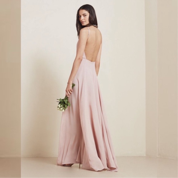 Reformation Noelle Dress Backless Halter Flowing Maxi Dress In Navy Blue Size XS - Picture 4 of 14